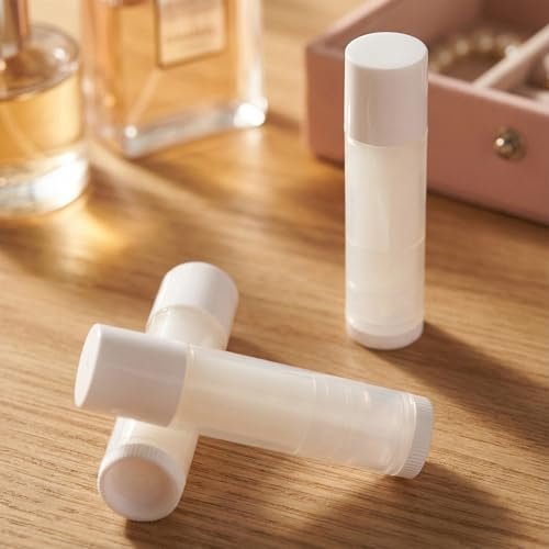Bekith 100 Pack 5.5ml Empty Lip Balm Tubes – Clear Acrylic Containers with White Caps, BPA-Free Avelisse