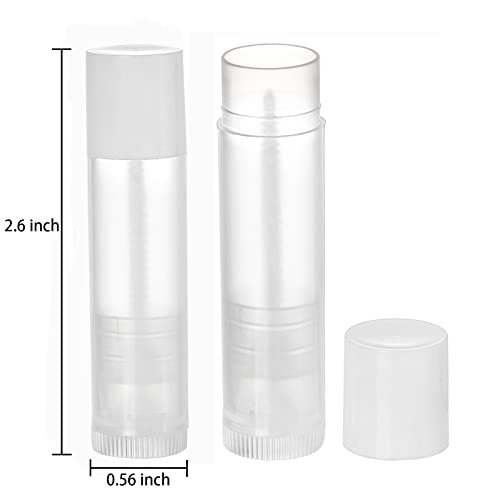 Bekith 100 Pack 5.5ml Empty Lip Balm Tubes – Clear Acrylic Containers with White Caps, BPA-Free Avelisse