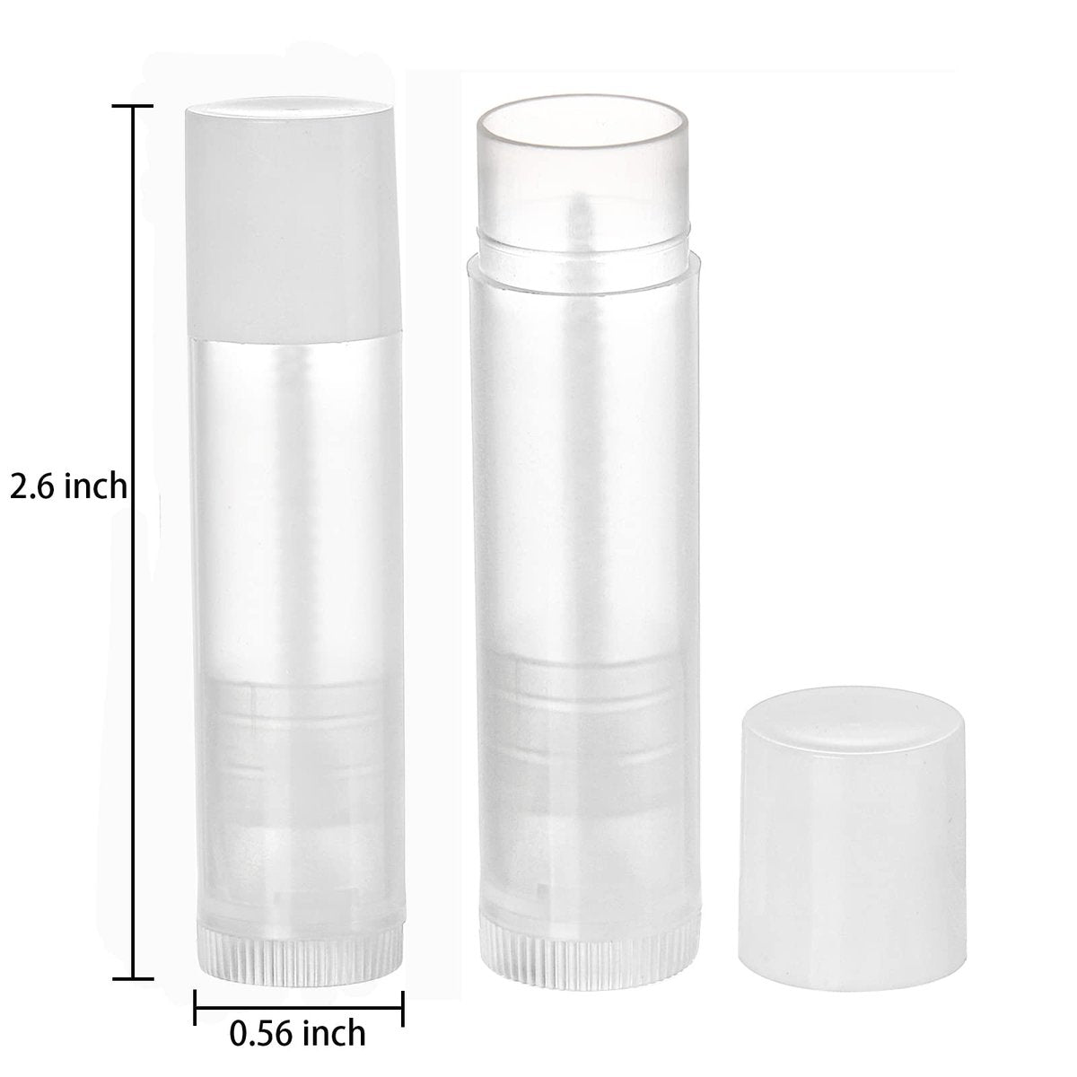 Bekith 100 Pack 5.5ml Empty Lip Balm Tubes – Clear Acrylic Containers with White Caps, BPA-Free Avelisse