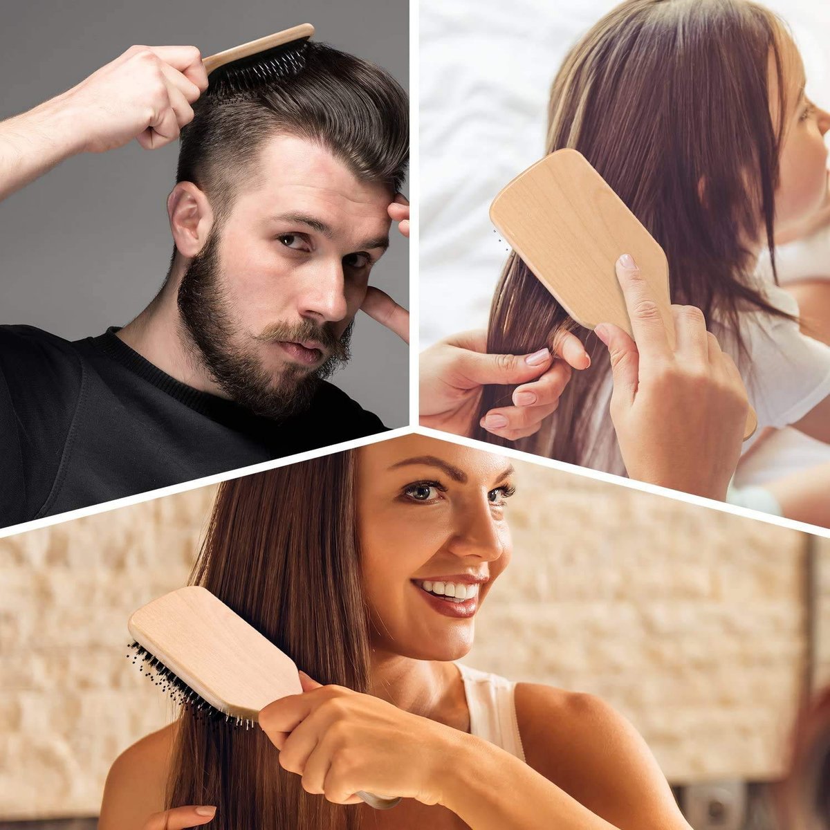 Sosoon Boar Bristle Paddle Hairbrush for All Hair Types – Detangles, Smooths & Adds Shine (Includes Gift Box & Tail Comb) - görsel 10