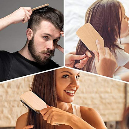 Sosoon Boar Bristle Paddle Hairbrush for All Hair Types – Detangles, Smooths & Adds Shine (Includes Gift Box & Tail Comb)