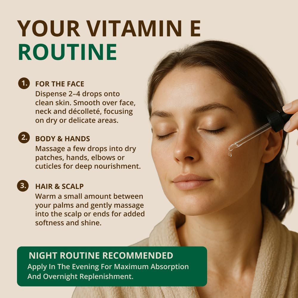 Vitamin E Oil - 100% All Natural & USDA Organic (LARGE 4oz Bottle) Repair Dry, Damaged Skin from Surgery & Acne, Age Spots. For Radiant, Hydrated & Youthful Skin. Face & Body Moisturizer Avelisse