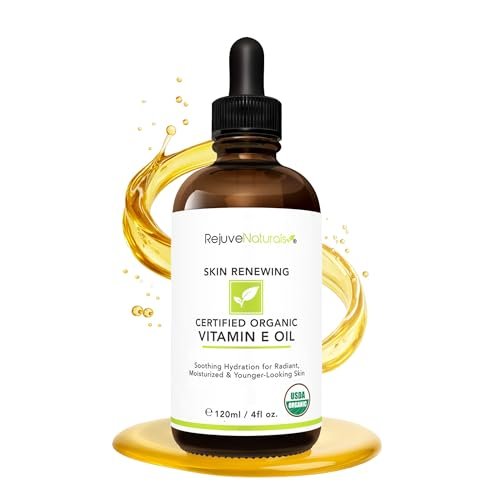 Vitamin E Oil - 100% All Natural & USDA Organic (LARGE 4oz Bottle) Repair Dry, Damaged Skin from Surgery & Acne, Age Spots. For Radiant, Hydrated & Youthful Skin. Face & Body Moisturizer Avelisse