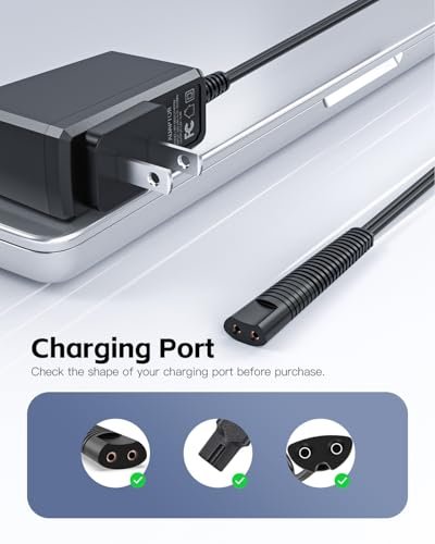 Superer 5FT Charger Fit for Braun Shaver Series 9 7 5 3 1, 310s 3040s 9577cc 9517s 7085cc 12V Charging Cord Replacement for Braun S3 S5 S7 S9 Electric Razor Shaver Trimmer Wall Power Adapter - görsel 3