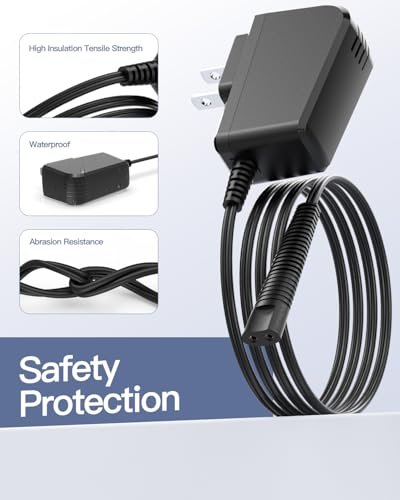 Superer 5FT Charger Fit for Braun Shaver Series 9 7 5 3 1, 310s 3040s 9577cc 9517s 7085cc 12V Charging Cord Replacement for Braun S3 S5 S7 S9 Electric Razor Shaver Trimmer Wall Power Adapter - görsel 7
