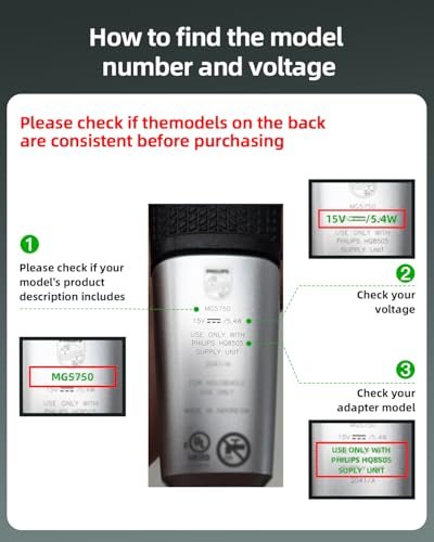Superer 15V Replacement Charger for Philips Norelco Shavers & Trimmers - Compatible with HQ8505, 3000-9000 Series, Multigroom MG5750, MG7750, MG7770, MG7790, QP6531, BG7030, BG7040, BG5025, S9987