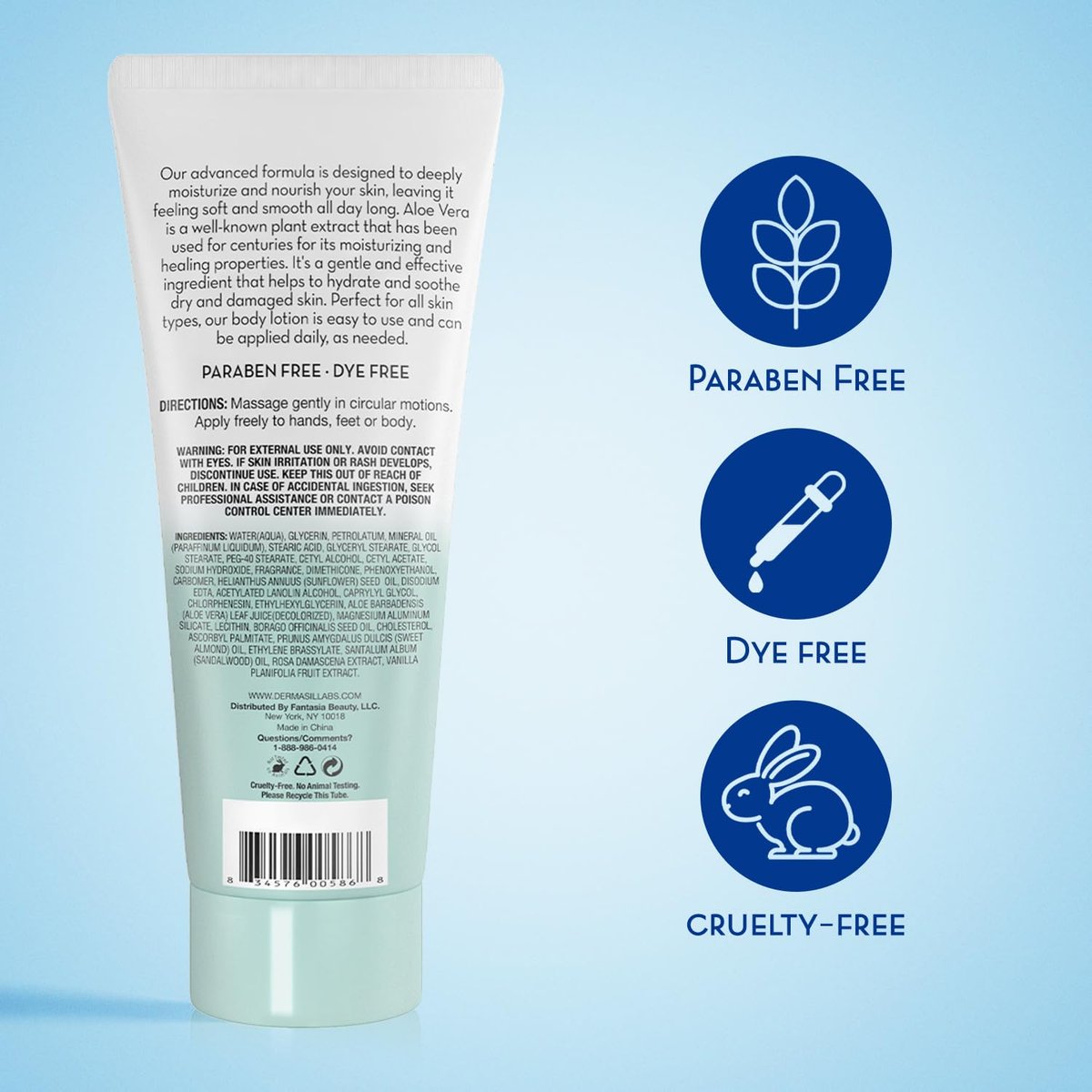 Dermasil Body Lotion Aloe 3-Pack – Non-Greasy, Fast-Absorbing, Fresh Scent, 8 oz Each Avelisse
