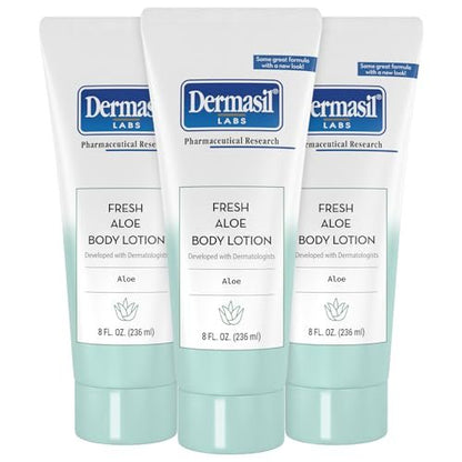 Dermasil Body Lotion Aloe 3-Pack – Non-Greasy, Fast-Absorbing, Fresh Scent, 8 oz Each Avelisse