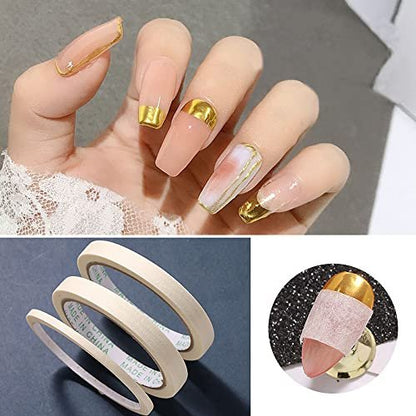 Bellecrey 3pcs/Set Nail Art Tape Roll – Adhesive Striping Tape for French Tips, Edge Guide & Creative Nail Design (3/5/12mm, 20m Each)