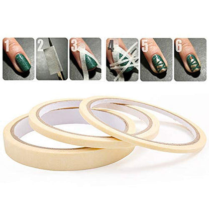 Bellecrey 3pcs/Set Nail Art Tape Roll – Adhesive Striping Tape for French Tips, Edge Guide & Creative Nail Design (3/5/12mm, 20m Each)