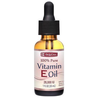 De La Cruz Vitamin E Oil for Face 28,000 IU - Pure, Natural, No Preservatives - Made in USA, 1 Fl Oz