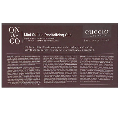 Cuccio Naturale Mini Cuticle Revitalizing Oils – Winter Hydration Repair for Dry Cuticles & Nails, Paraben-Free Spa Fragrances, Women’s Gift Set, 4 Pc