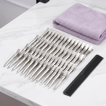 Hedume 200 Pack Duck Bill Hair Clips with Holes, 3.5" Rustproof Metal Alligator Curl Clips for Salon and Women Girls Bows DIY Accessories Avelisse