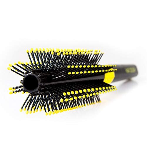 Hair Dough Quiff Roller Round Brush - Small Yellow Plastic Brush for Short Hair Volume & Styling with Wax, Clay, Beard Balm, Pomade Avelisse