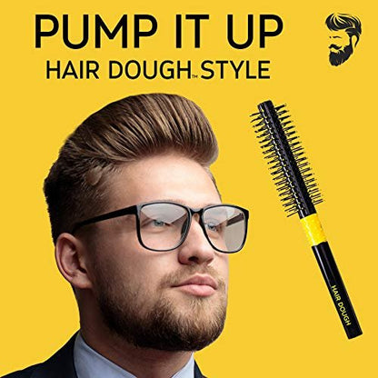 Hair Dough Quiff Roller Round Brush - Small Yellow Plastic Brush for Short Hair Volume & Styling with Wax, Clay, Beard Balm, Pomade Avelisse