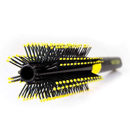 Hair Dough Quiff Roller Round Brush - Small Yellow Plastic Brush for Short Hair Volume & Styling with Wax, Clay, Beard Balm, Pomade Avelisse