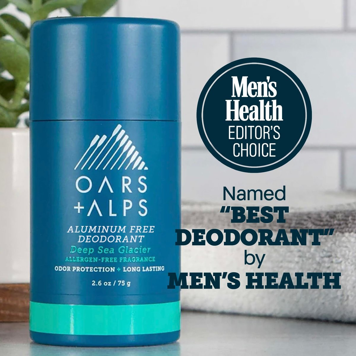 Oars + Alps Aluminum Free Deodorant for Men - Deep Sea Glacier, 2.6 oz (Pack of 2) | Long Lasting Odor Protection, No White Residue, Smooth Glide Avelisse