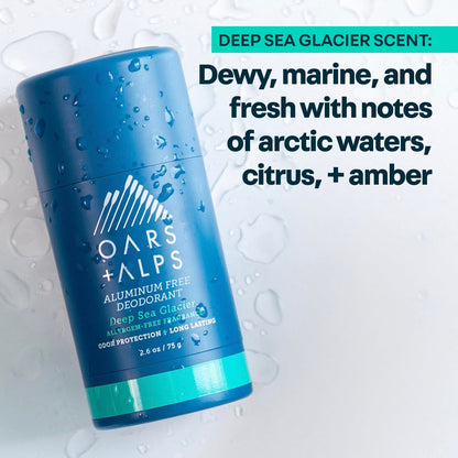 Oars + Alps Aluminum Free Deodorant for Men - Deep Sea Glacier, 2.6 oz (Pack of 2) | Long Lasting Odor Protection, No White Residue, Smooth Glide Avelisse