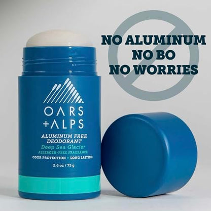 Oars + Alps Aluminum Free Deodorant for Men - Deep Sea Glacier, 2.6 oz (Pack of 2) | Long Lasting Odor Protection, No White Residue, Smooth Glide Avelisse