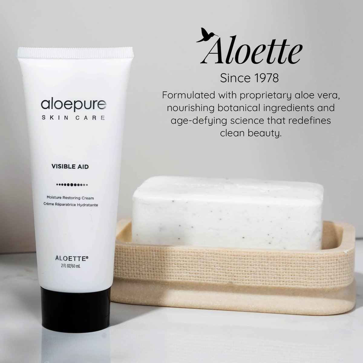 Aloette Face Moisturizer Cream - Daily Body & Facial Skin Care with Aloe Vera & Vitamin E - Hydrates & Rejuvenates Dry to Normal Skin, Gluten Free - 2 Fl Oz Avelisse
