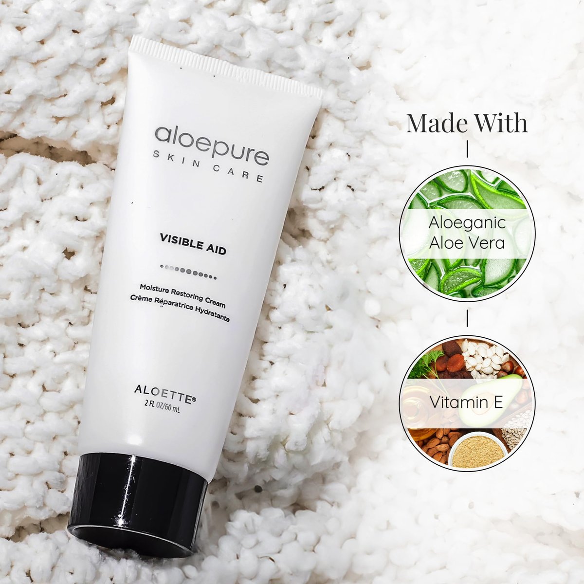 Aloette Face Moisturizer Cream - Daily Body & Facial Skin Care with Aloe Vera & Vitamin E - Hydrates & Rejuvenates Dry to Normal Skin, Gluten Free - 2 Fl Oz Avelisse