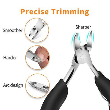 RUOSONG Toenail Clipper for Thick and Ingrown Toenails – Long-Handled Stainless Steel Scissors & File for Adults and Elderly