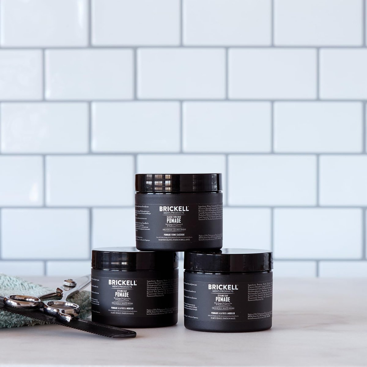 Brickell Men's Hair Styling Clay Pomade – Natural & Organic, Strong Hold, Matte Finish, 2 oz - görsel 5