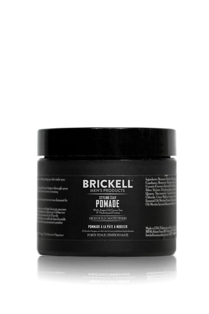 Brickell Men's Hair Styling Clay Pomade – Natural & Organic, Strong Hold, Matte Finish, 2 oz