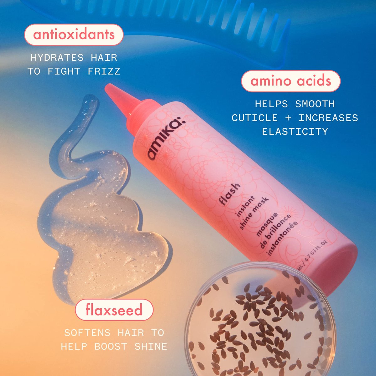 Amika Flash Instant Shine Mask - 6.7 Fl Oz - Signature Scent Avelisse