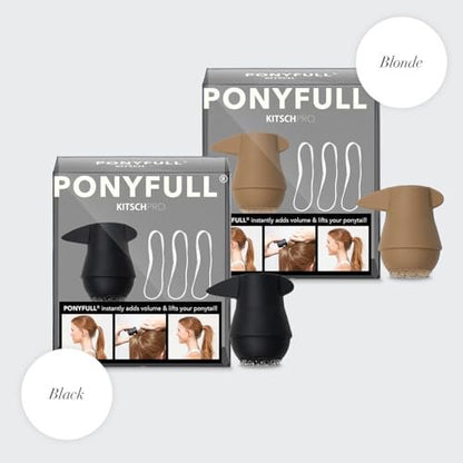 Kitsch PONYFULL Hair Volumizer Tool - Adds Lift and Style To Your Ponytail | Hair Bun Maker for Women | Ponytail Volumizer, Includes 3 No Snag Elastic Ties | Ideal Gifts for Women - (Blonde)
