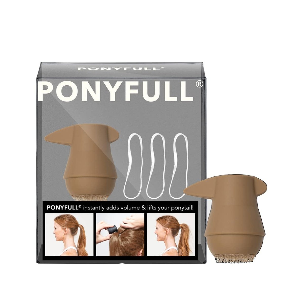 Kitsch PONYFULL Hair Volumizer Tool - Adds Lift and Style To Your Ponytail | Hair Bun Maker for Women | Ponytail Volumizer, Includes 3 No Snag Elastic Ties | Ideal Gifts for Women - (Blonde) - görsel 1