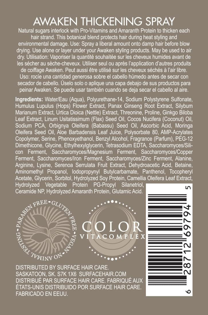 Surface Hair Awaken Thickening Spray - Pre-Style Conditioning & Protection, 4 oz Avelisse