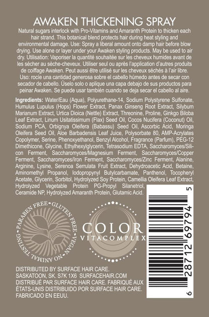 Surface Hair Awaken Thickening Spray - Pre-Style Conditioning & Protection, 4 oz Avelisse