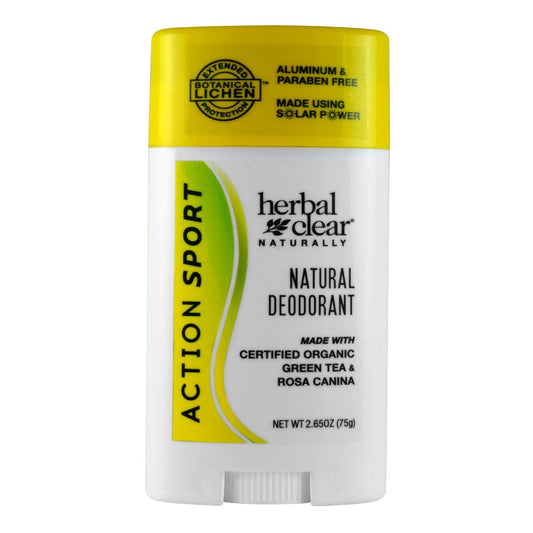 Herbal Clear Naturally Action Sport Deodorant - 2.65 oz, Aluminum-Free, Gentle for Sensitive Skin