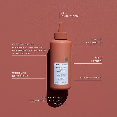 Kristin Ess Hair Moisture Rich Curl Shampoo for All Curls 2A-4C, Lightly Clarifying + Anti Frizz - Sulfate, Paraben + Silicone Free, 10 fl. oz. Avelisse