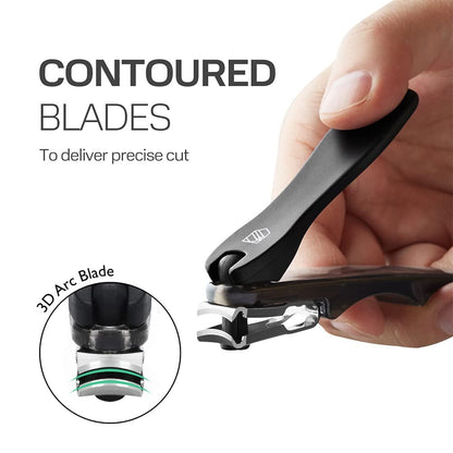 Steinder 360° Rotation Nail Clippers Set – Professional Stainless Steel, for Men & Women, Seniors, Thick Toenails (Black, 2-Piece) Avelisse