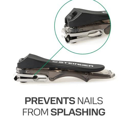 Steinder 360° Rotation Nail Clippers Set – Professional Stainless Steel, for Men & Women, Seniors, Thick Toenails (Black, 2-Piece) Avelisse