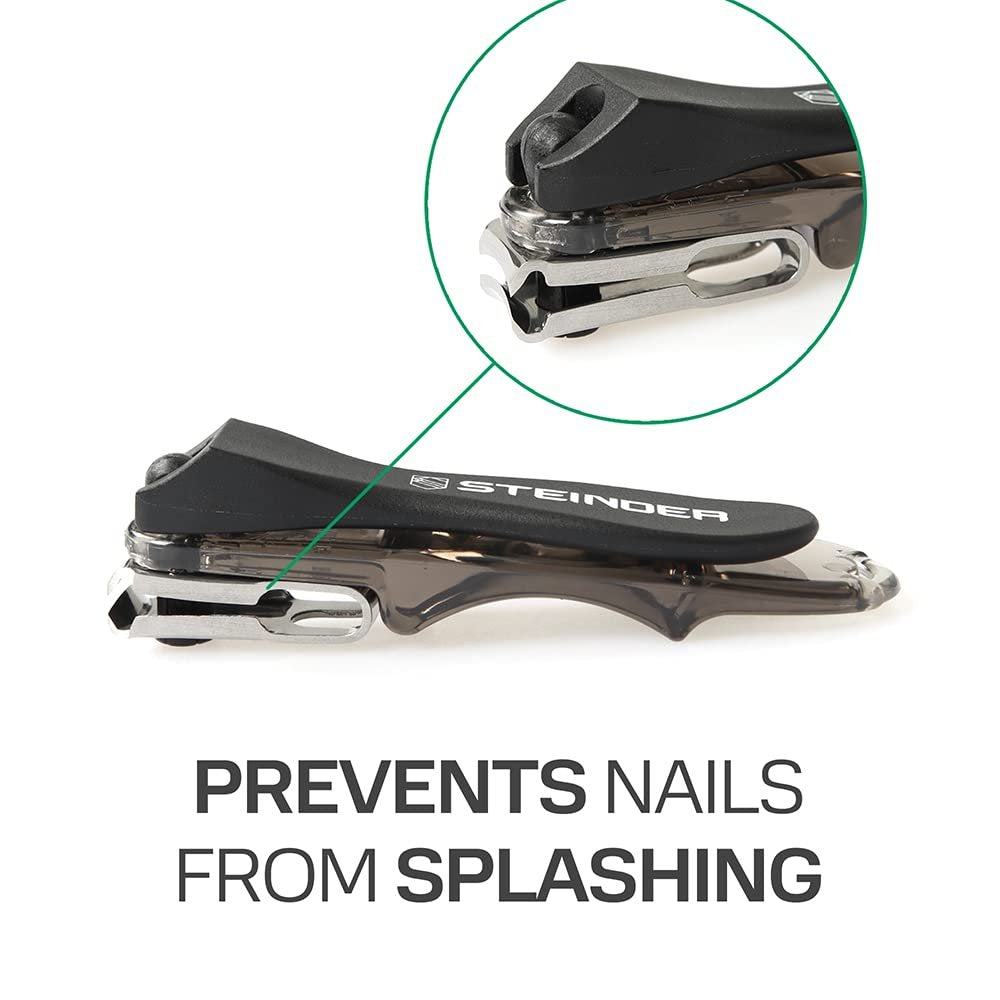 Steinder 360° Rotation Nail Clippers Set – Professional Stainless Steel, for Men & Women, Seniors, Thick Toenails (Black, 2-Piece) Avelisse