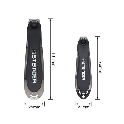 Steinder 360° Rotation Nail Clippers Set – Professional Stainless Steel, for Men & Women, Seniors, Thick Toenails (Black, 2-Piece) Avelisse