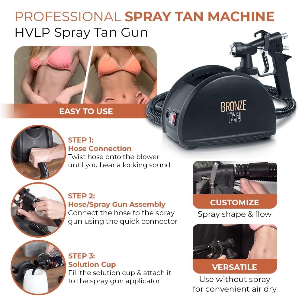 Professional HVLP Spray Tan Machine – Black, 110V, 1 Pack by Bronze Tan Avelisse