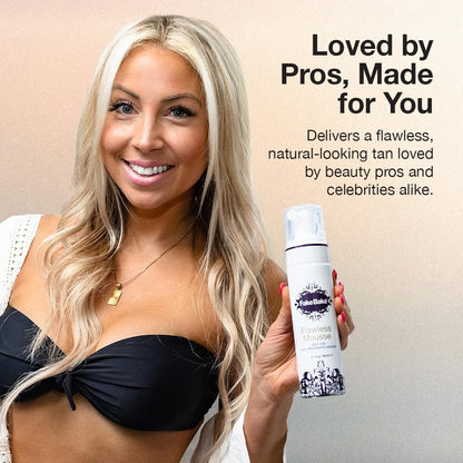 Fake Bake Flawless Self Tanning Mousse – Streak-Free, Natural Glow for All Skin Tones, Black Coconut Scent, 6.7 oz with Mitt Avelisse