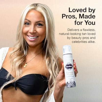 Fake Bake Flawless Self Tanning Mousse – Streak-Free, Natural Glow for All Skin Tones, Black Coconut Scent, 6.7 oz with Mitt Avelisse