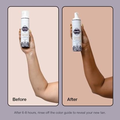 Fake Bake Flawless Self Tanning Mousse – Streak-Free, Natural Glow for All Skin Tones, Black Coconut Scent, 6.7 oz with Mitt Avelisse