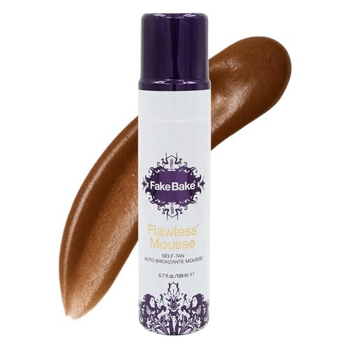 Fake Bake Flawless Self Tanning Mousse – Streak-Free, Natural Glow for All Skin Tones, Black Coconut Scent, 6.7 oz with Mitt Avelisse