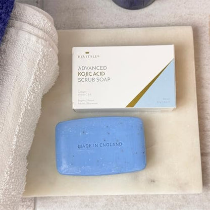 REVITALE Advanced Kojic Acid Brightening Scrub Soap – Restoring & Balancing Bar for a Radiant, Rejuvenated Look