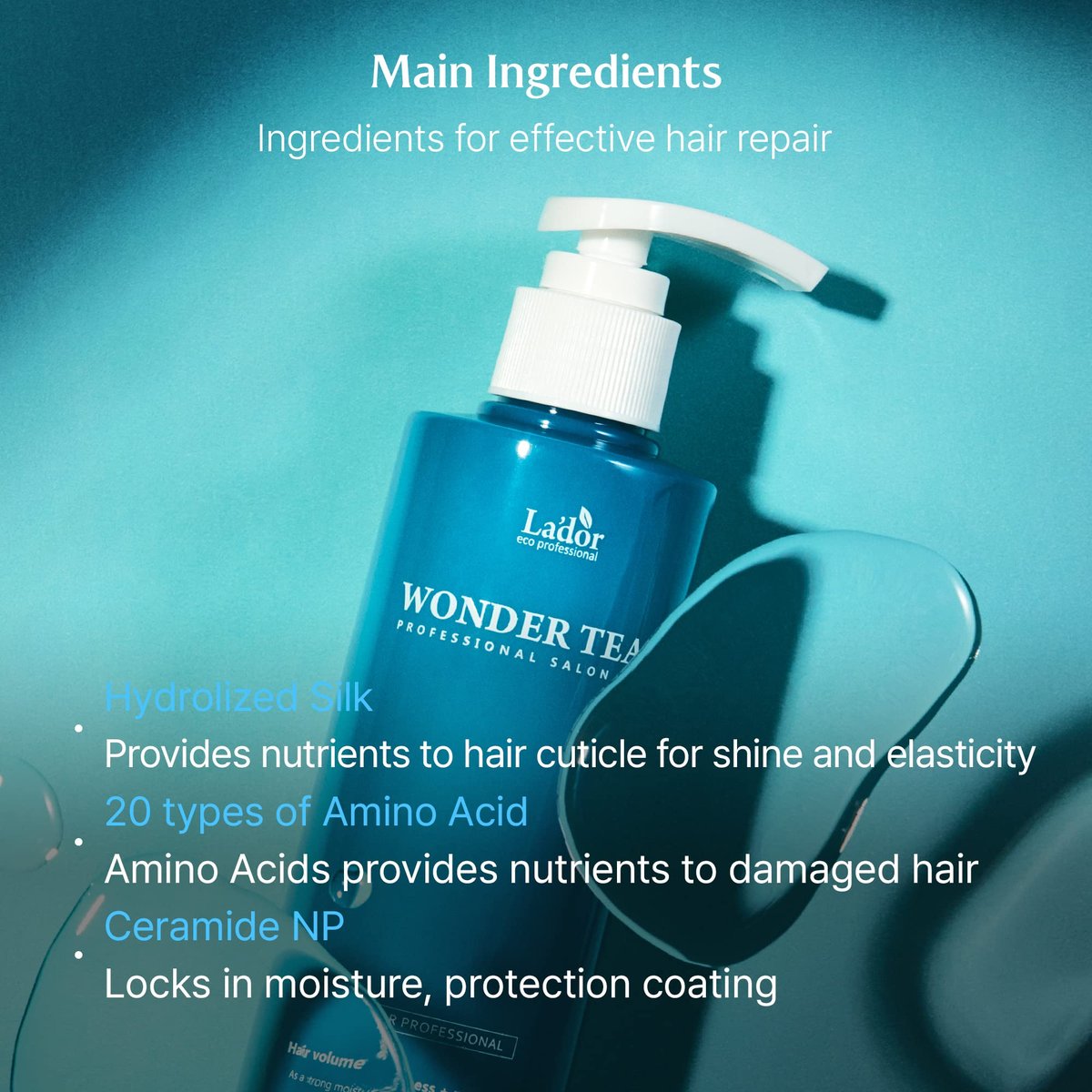 LA'DOR Wonder Tear Deep Conditioning Treatment Mask – Moisturizing & Hydrating Protein Keratin Growth Conditioner for Dry, Damaged, Color Treated, Frizzy, Curly Hair, 8.45 Fl Oz - görsel 5