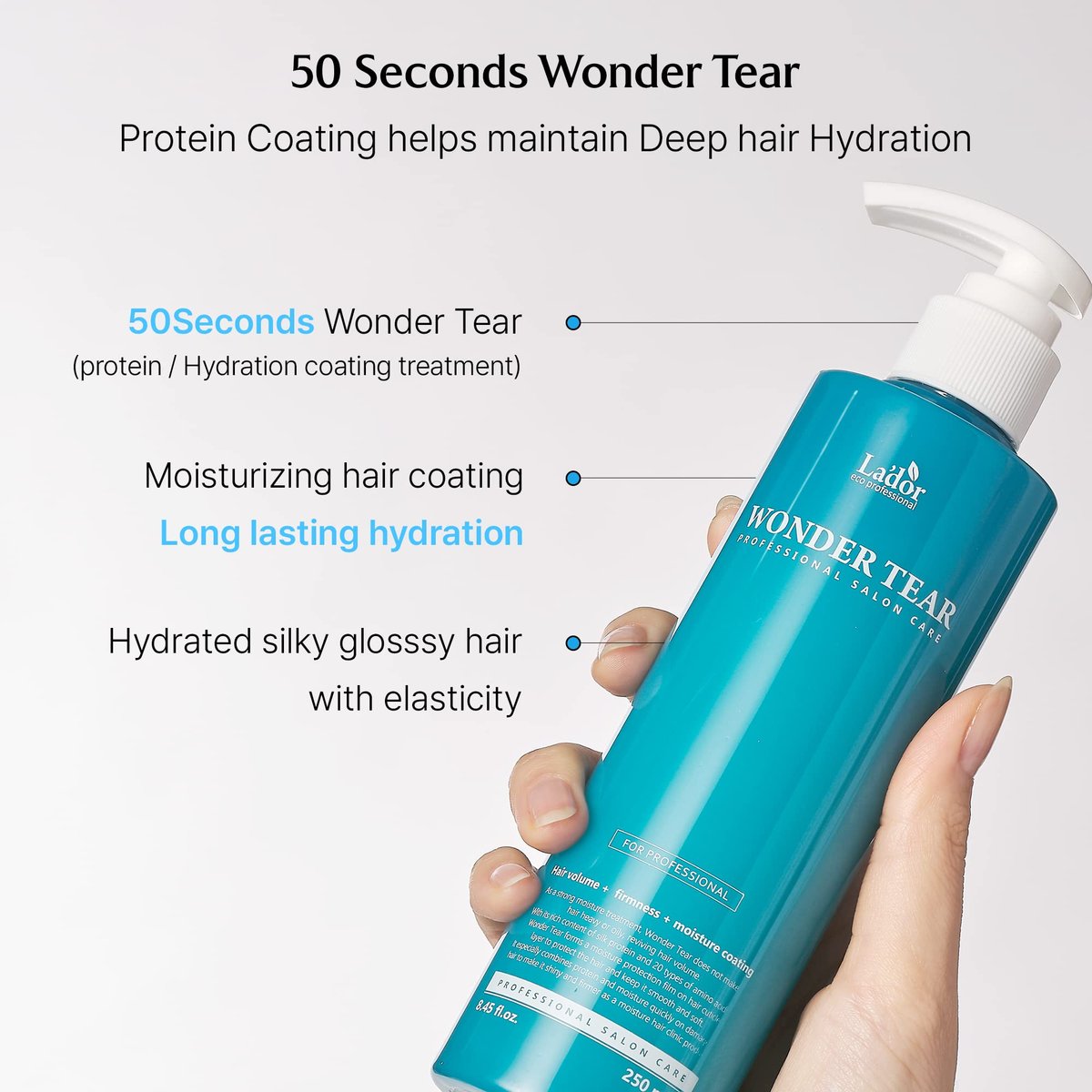 LA'DOR Wonder Tear Deep Conditioning Treatment Mask – Moisturizing & Hydrating Protein Keratin Growth Conditioner for Dry, Damaged, Color Treated, Frizzy, Curly Hair, 8.45 Fl Oz - görsel 9