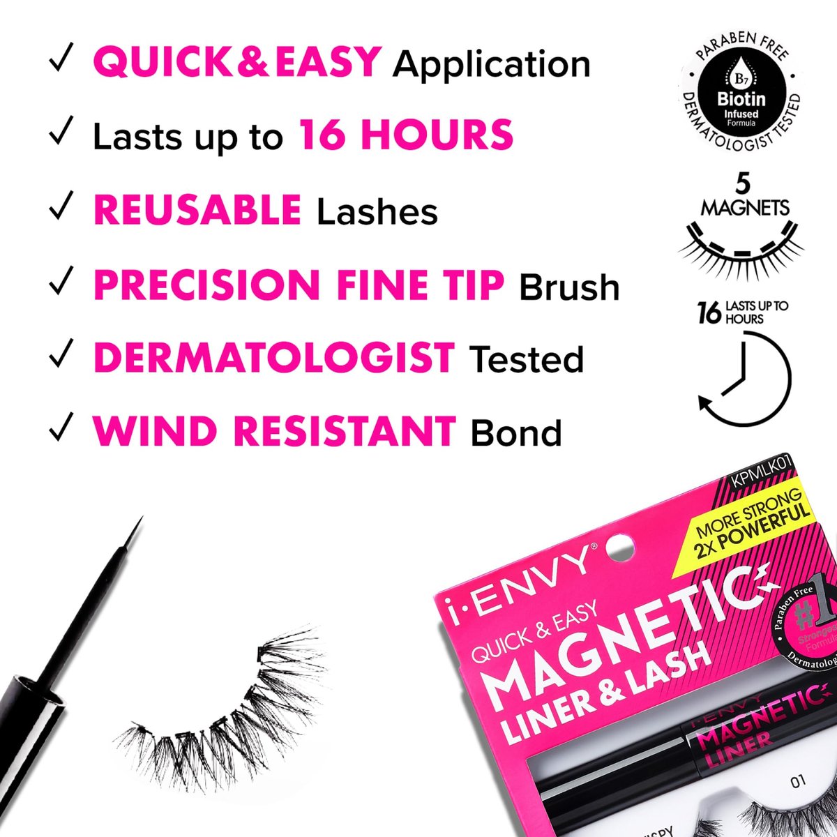 KISS i Envy Magnetic Eyeliner - Wind Resistant, 16-Hour Wear, 0.16 oz - görsel 4