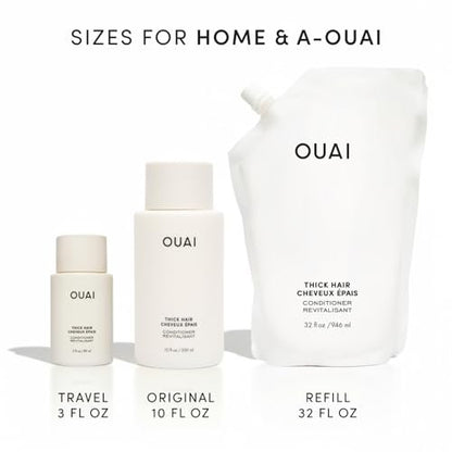 OUAI Thick Hair Conditioner Refill - Moisturizing Conditioner for Dry, Frizzy Hair - Keratin, Marshmallow Root, Shea Butter and Avocado Oil - Paraben, Phthalate & Sulfate Free (32 Oz) Avelisse