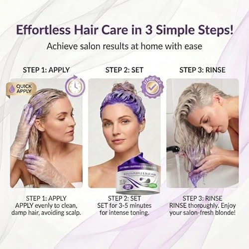 VITAMINS Hair Cosmetics Keratin Purple Hair Mask - Deep Conditioner with Blonde Toner to Neutralize Brassiness for Silver, Gray, White, and Blonde Hair (8.5 Fl Oz) Avelisse